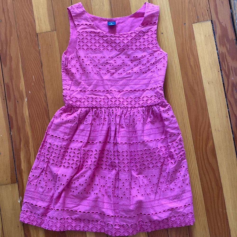 Girls Eyelet sleeveless summer dress - pink